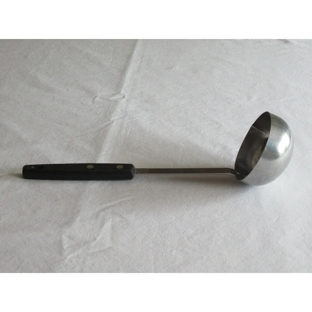 Vtg EKCO FORGE Soup Ladle Stainless USA Black Rivets Handle Kitchen Utensil 11